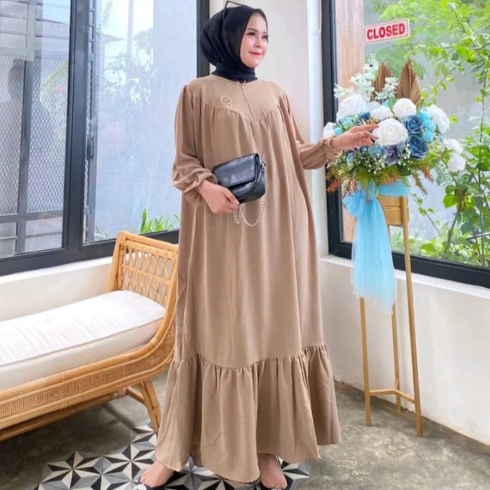 Jual Gamis Hanna Dress Baju Muslim Wanita Trend Kekinian Terlaris Dan Terbaru Bahan Kain Crinkle