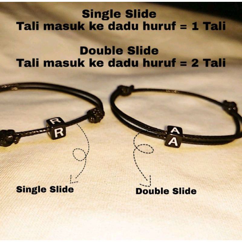 GELANG INISIAL HURUF KOREA HITAM DADU SINGLE SLIDE - BEPINK JURAGAN