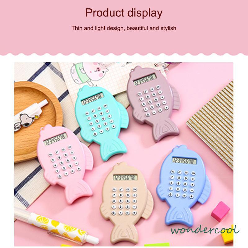 Kalkulator Mini saku motif Lucu Korea style Berwarna-warni Kalkulator Gantungan Kunci Ikan 8 digit Kreatif-Won