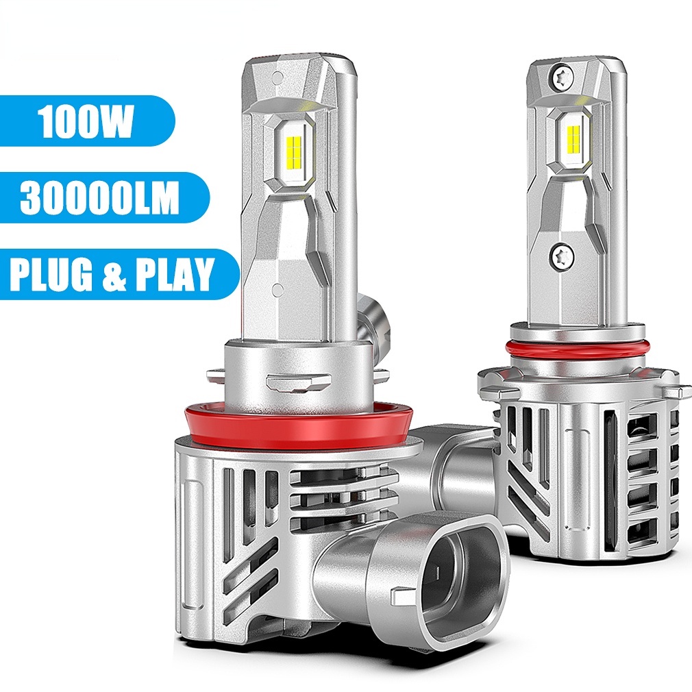 2pcs Lampu Depan Mobil LED Canbus H8 H11 30000LM 100W High Power 9012 H4 Hilo Beam 6500K 9005 9006 HB3 HB4