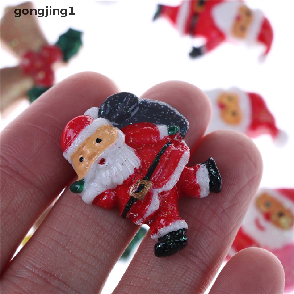 Ggg 10pcs Rumah Boneka Dekorasi Natal Snowman Pohon Diy Mini Dekorasi Jepit Rambut Craft Phone Decor ID