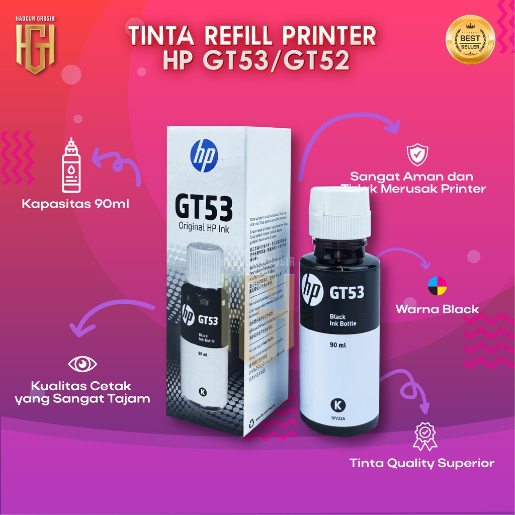 1 SET 4 PCS Tinta HP GT53 GT52 Tinta Printer GT5810 GT5820 Dus Baru