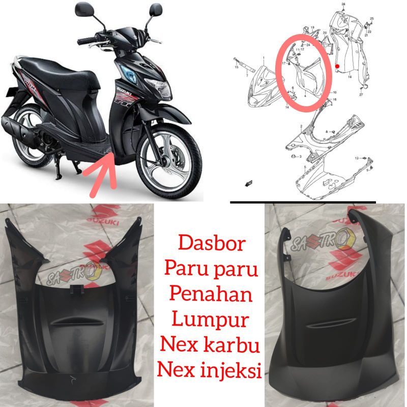 dasbor body bodi kasar penahan lumpur Suzuki nex karbu injeksi pertama ori sgp
