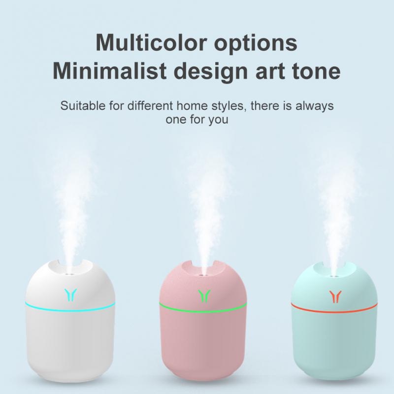 250ml Portable Mobil Mini Air Humidifier USB Charging Mist Sprayer Dengan LED Ambient Light Home Auto Essential Oil Diffuser