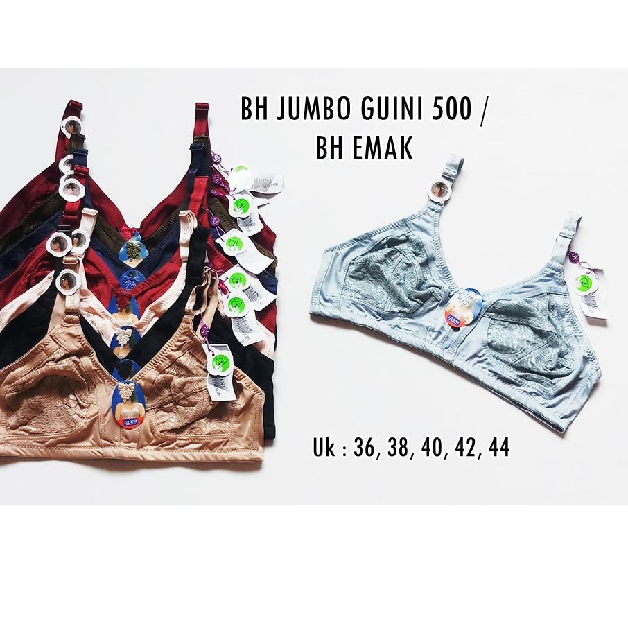 ((R-8-9 ☛> BH Brukat Guini 500 Uk 36-44 Jumbo Tanpa Kawat Tanpa Busa / BH Emak Kancing 3 premium