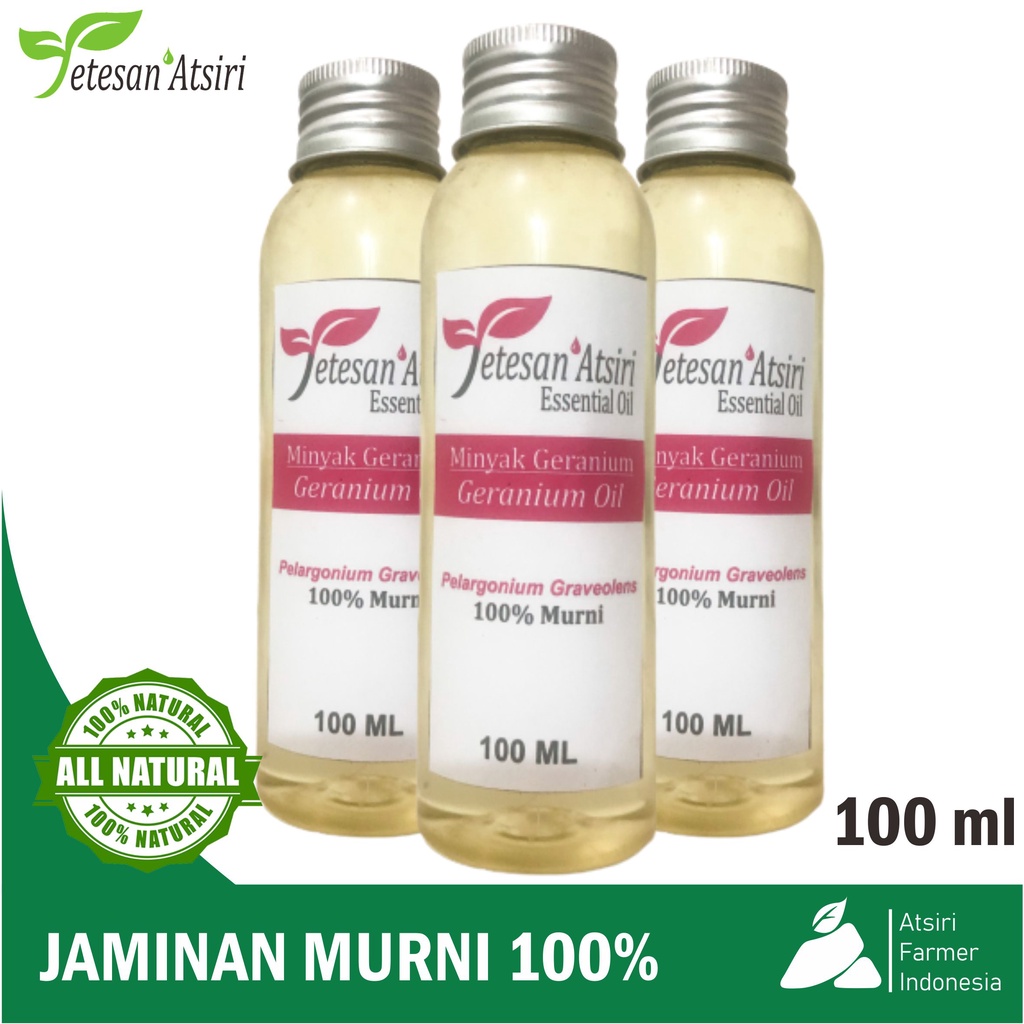 100ml minyak atsiri geranium murni tanpa campuran geranium pure essential oil aromatherapy therapeutic grade diffuser humidifier burner aromaterapi esensial essensial esential  tanpa campuran 100 ml