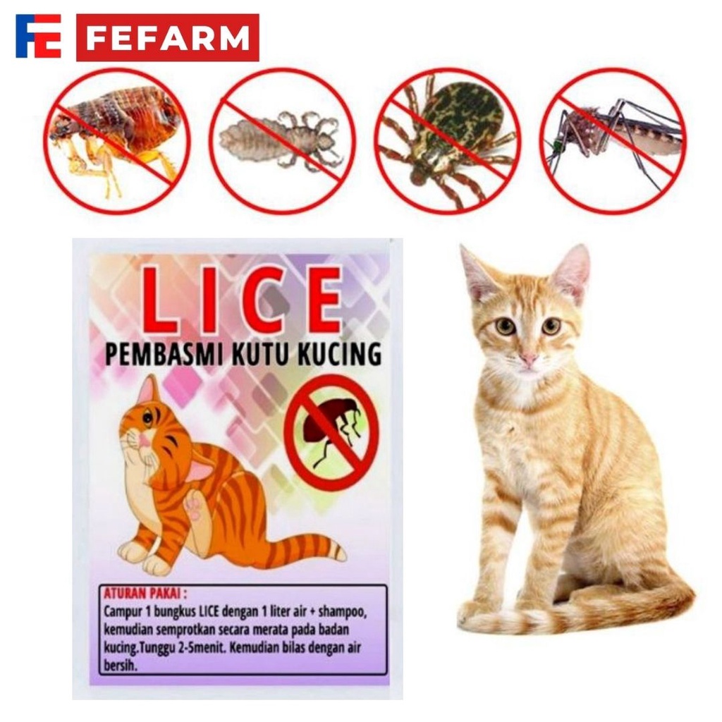 Obat Anti Kutu Kucing Pembasmi Kutu Kitten Cat LICE FEFARM