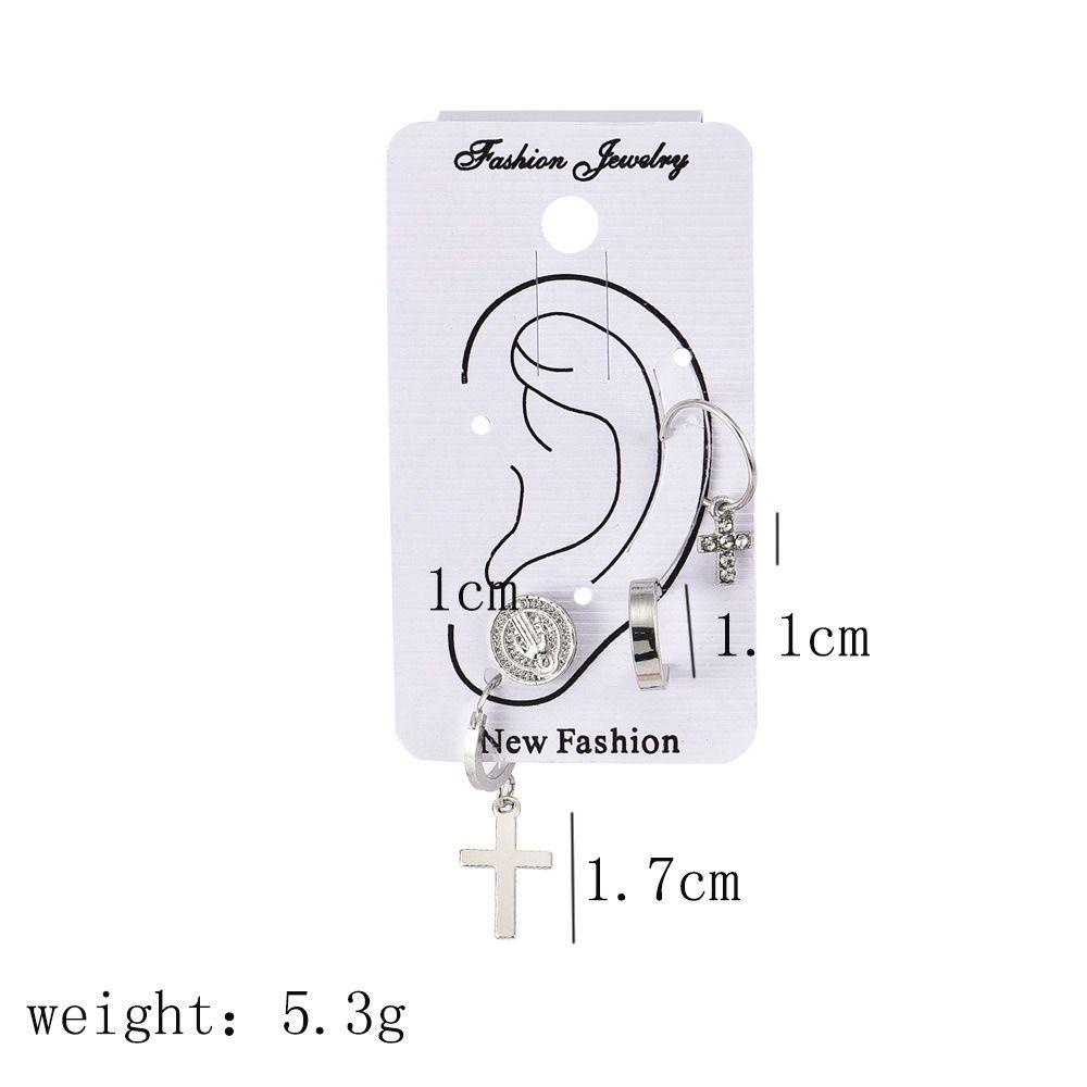 NEEDWAY Wanita Anting Set Perhiasan Fashion Kepribadian Telinga Drop Gadis Hadiah Cross Tergantung Gothic Alloy Menjuntai Earrings