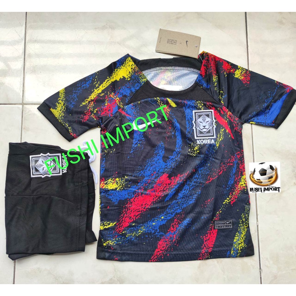 Jersey Baju Bola Anak Korea Away Kids World Cup Piala Dunia 2022 Fullset Satu Set Grade Ori