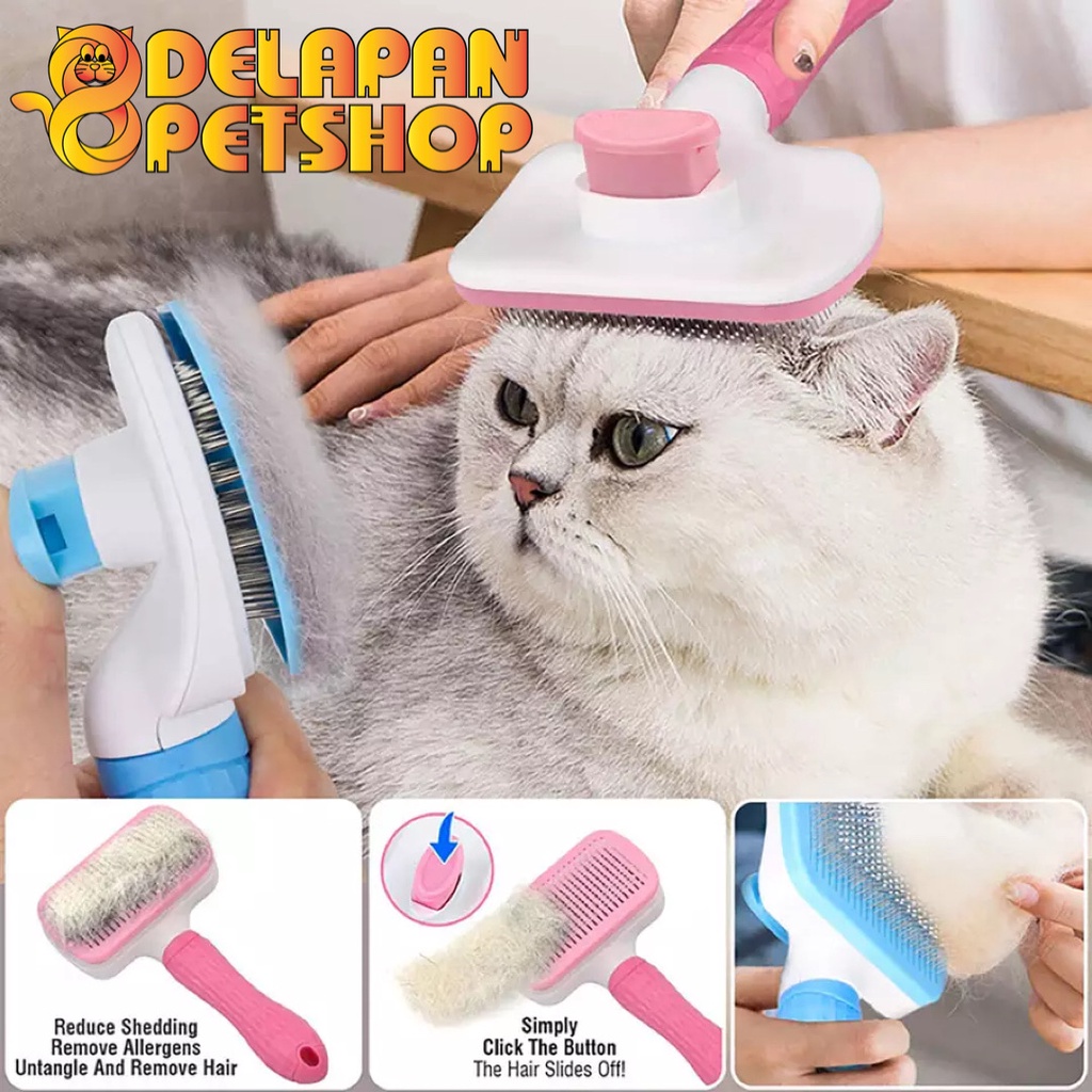 Premium Quality Self Cleaning Pet Brush / Sisir Tombol Kucing Anjing