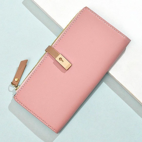 DOMPET PANJANG WANITA LIPAT IMPORT LUCU SIMPLE BRANDED BATAM KULIT PINK DURUMA WA629P3 KOREA PREMIUM SLOT KARTU RESLETING UANG KOIN REMAJA KEKINIAN FASHION CEWEK MURAH