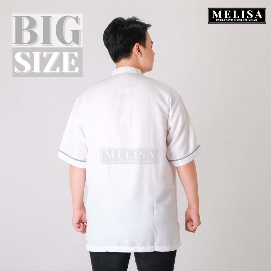 baju koko pria lengan pendek bahan poli katun warna putih tulang ukuran jumbo 2XL 3XL 4XL XXL XXXL XXXXL