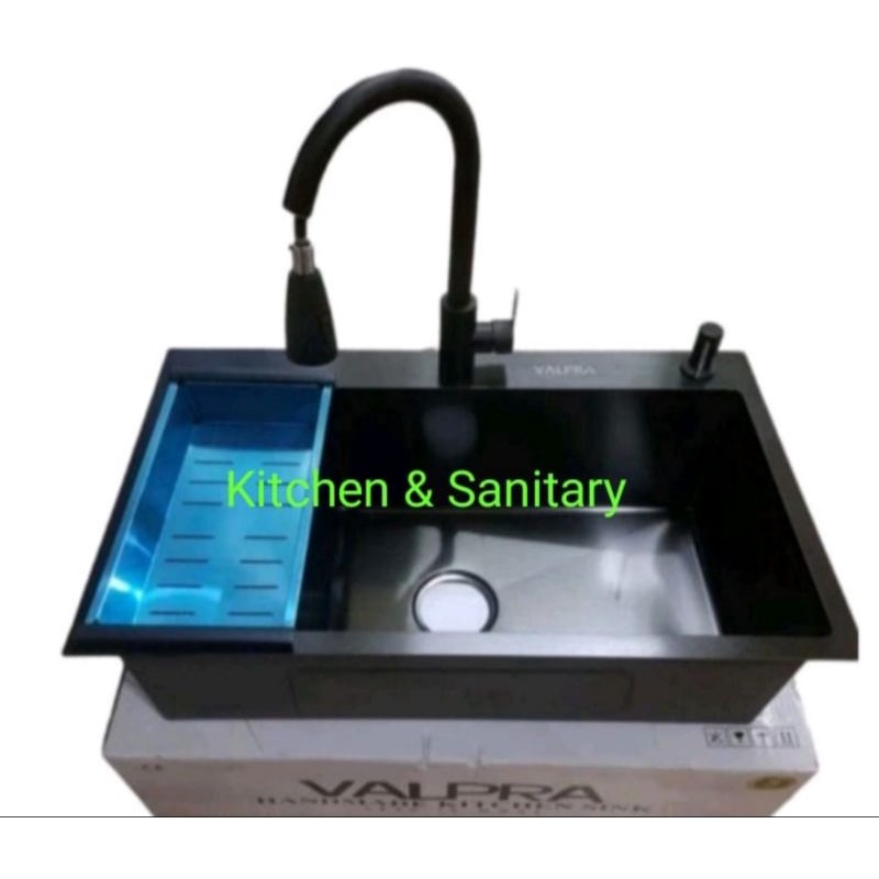 Paket komplit kitchen sink Valpra 7545 black / Kitchen sink valpra 7545 paket komplit