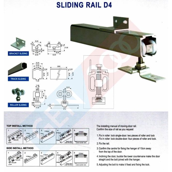 Rel Sliding Pintu Geser Aluminium Kayu 200 Cm D4 Sliding Rail Dekkson