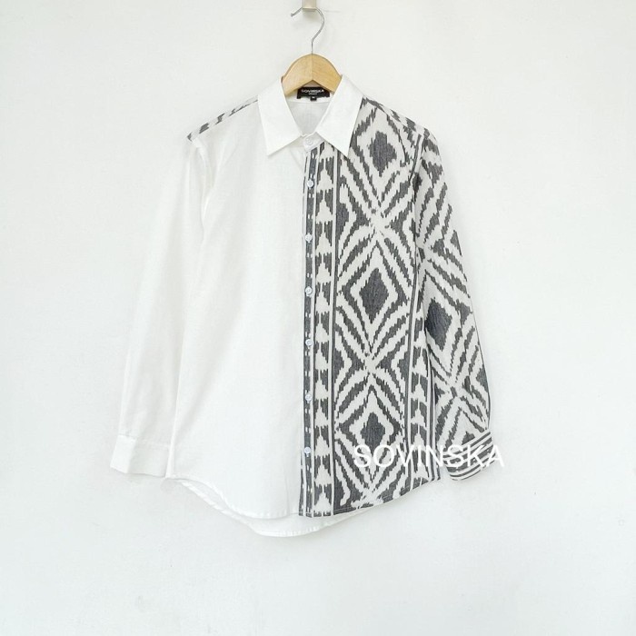 Branded Kemeja Tenun Wtp 238 Broken White Baju Atasan Pria Modern
