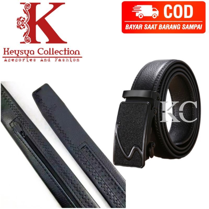 sabuk kulit pu  sentites Resleting Gesper pria import