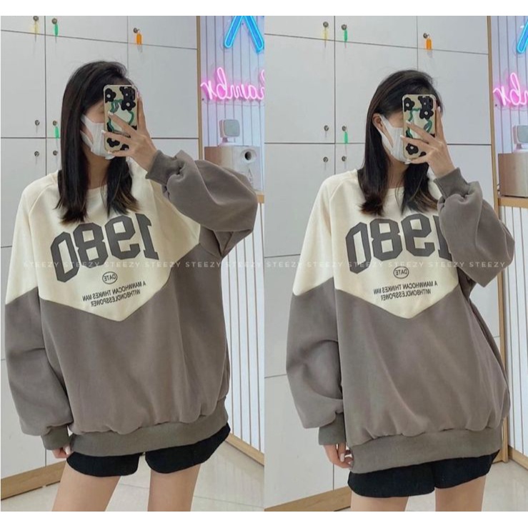 1980 DATE COMBIE OVERSIZE SWEATER CREWNECK WANITA