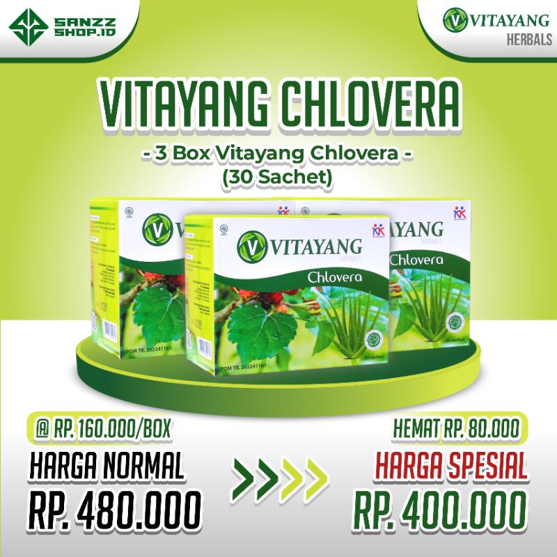 

Paket Spesial Vitayang Chlovera 3 Box × 30 Sachet cocok mengatasi sembelit dan susah BAB | sanzzshop.id