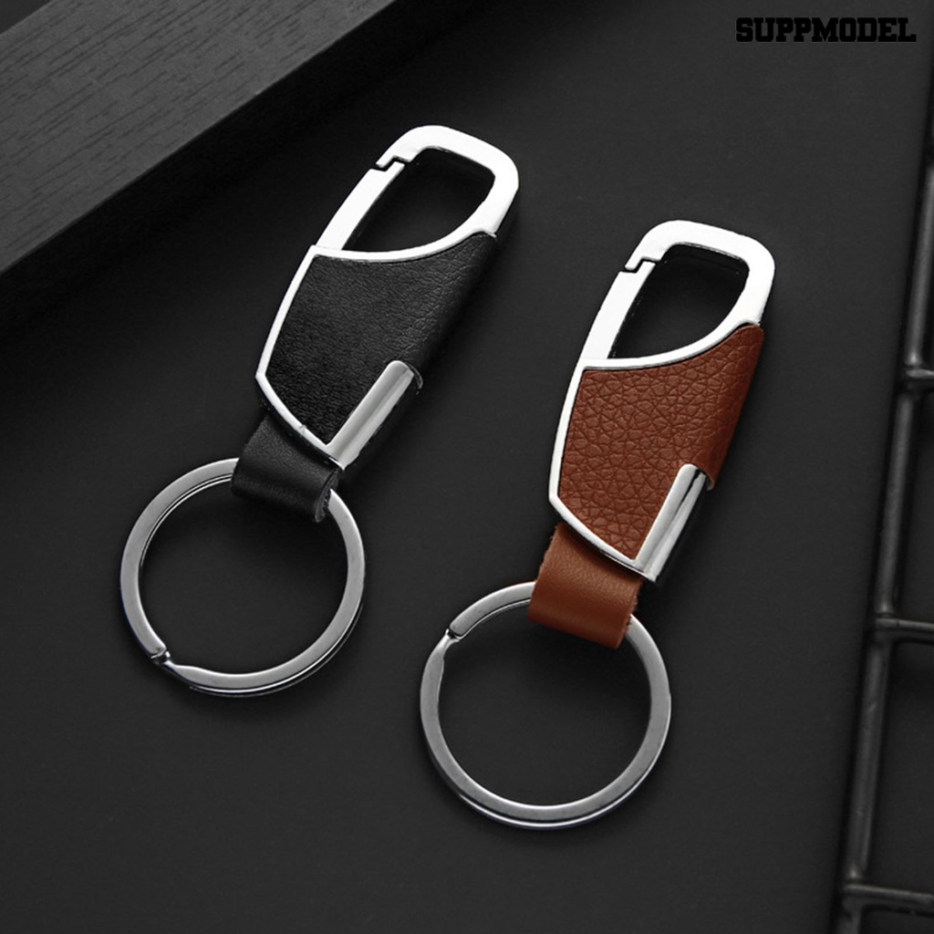 [Auto] Gantungan Kunci Serbaguna Tekstur Halus Ergonomis Reusable Electroplating Hias Kulit Imitasi Pria Logam Mobil Gantung Key Ring Hadiah Terbaik