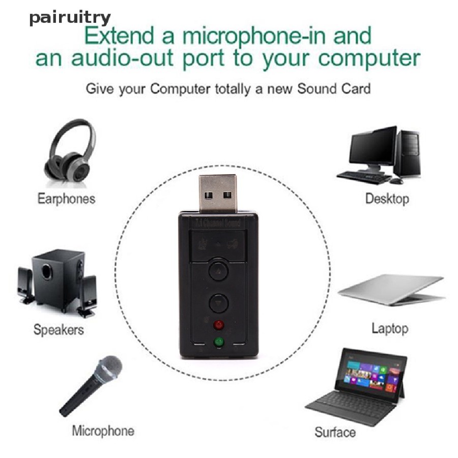 Adapter Sound Card Eksterl Mini USB 2.0 3D Virtual 12Mbps 7.1 Channel