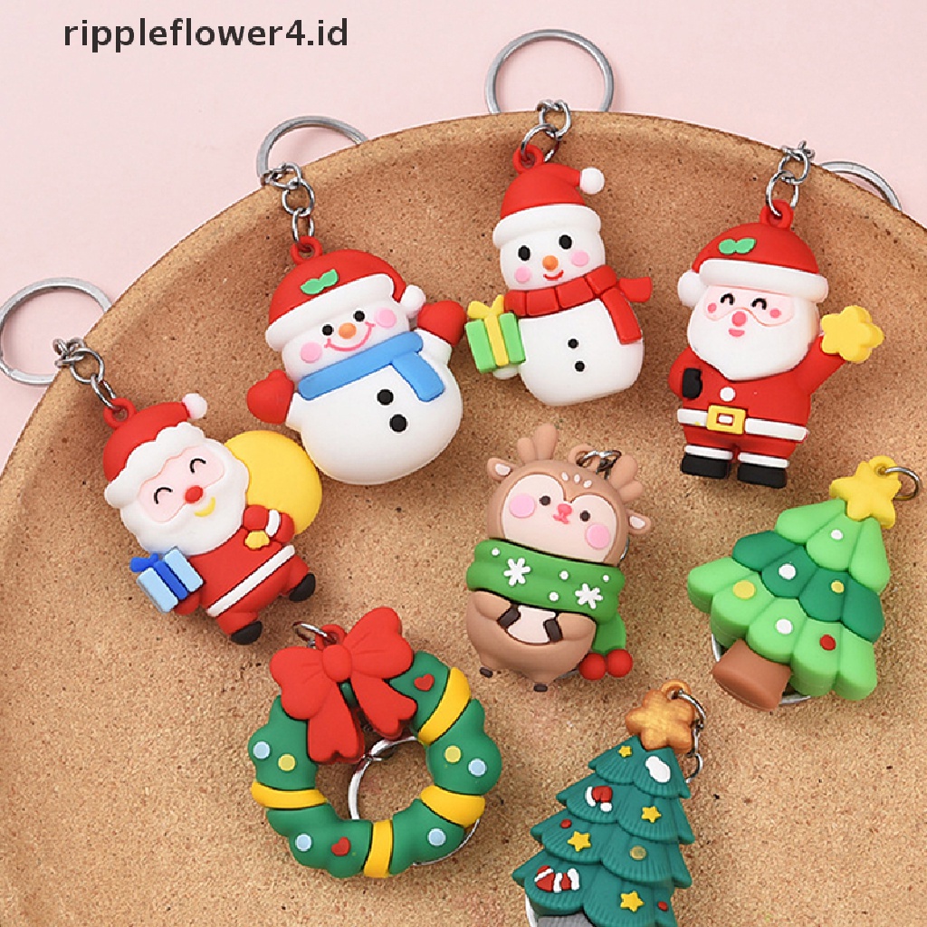 {rippleflower4.id} Christmas Series Santa Claus Pohon Natal Gantungan Kunci Untuk Ransel Liontin Boneka Rusa Lucu Gantungan Kunci Untuk Hadiah Teman Anak~