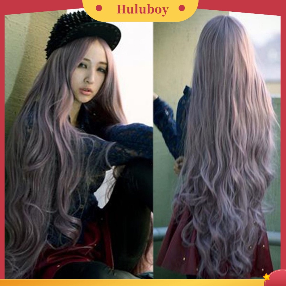 Wig Rambut Sintetis Model Panjang Keriting Gelombang 100cm Untuk Wanita