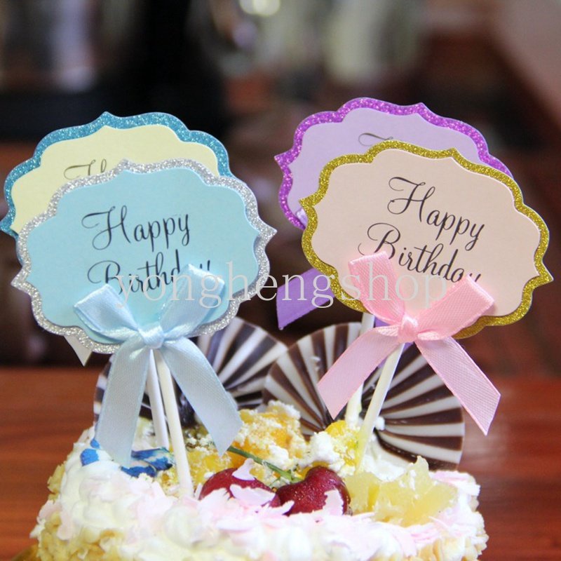 5 Pcs Selamat Ulang Tahun Cupcake Cake Topper Hiasan Kue Ulang Tahun DIY Insert Card Baby Shower Cake Topper Party Supply