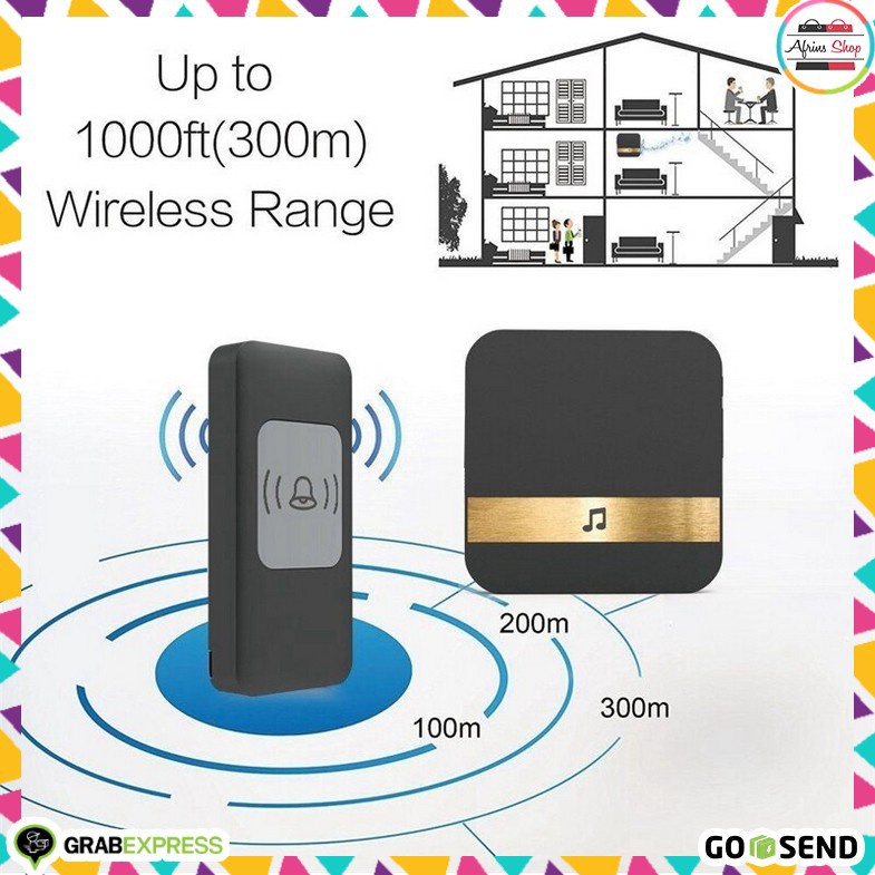 Bell Pintu Wireless 52 Nada Bel Rumah Waterproof 1 Receiver 433Mhz Bel Rumah Tanpa Kabel Wireless Listrik Jarak Jauh Tanpa Listrik Tahan Air