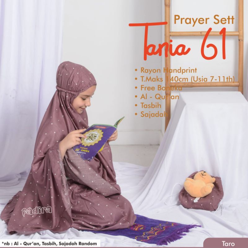 Mukena Anak Tania Set Al-Quran dan Sajadah Free Boneka by Fadira