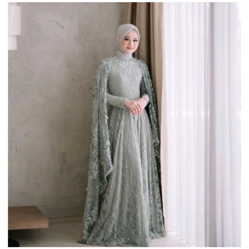 Gaun pengantin Dinda Hauw gaun pesta muslimah modern murah