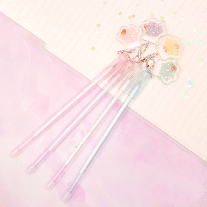 

1 buah pulpen tinta hitam dengan gantungan kerang seashell pena pen ballpoint bolpoin murah lucu esthetic aesthetic estetik lucu kiyowo cute