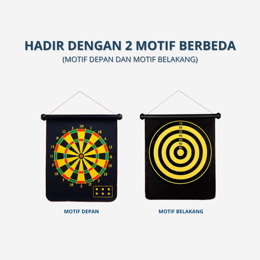 MAGNETIC DART GAME 17&quot; BOLAK BALIK DEPAN BELAKANG GAME DARTBOARD PAPAN DART BOARD KD