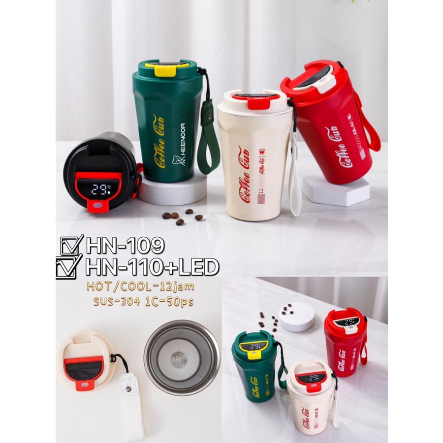 Barangunik2021 -Termos Kopi Color Coffee Cup LED Mug Stainless Steel 400ML Vacuum Tumblr