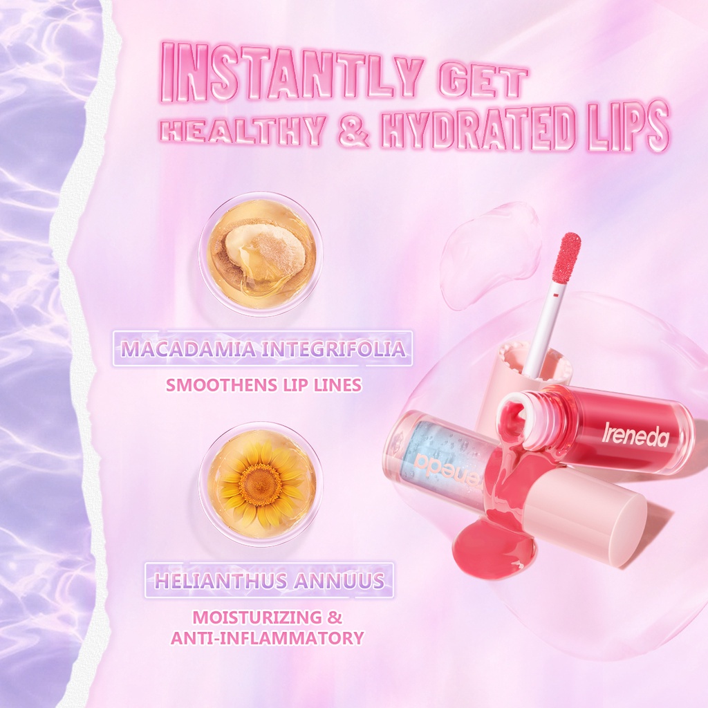 Ireneda Lip Gloss Super Plump Hi-Shine Lipgloss Natural Lipstick Glossy Lipstik Ireneda Lipcream Lip Cream