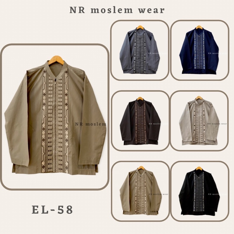 BAJU KOKO KATUN LENGAN PANJANG SIZ M L XL XXL XXXL , STANDAR DAN JUMBO , BAJU KOKO TANGAN  PANJANG EL-58