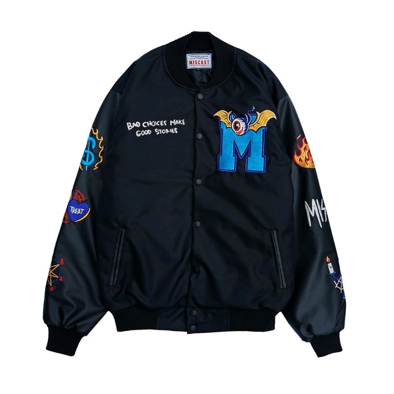 NEW Miscast Varsity Jaket Vintage Hecate Hitam