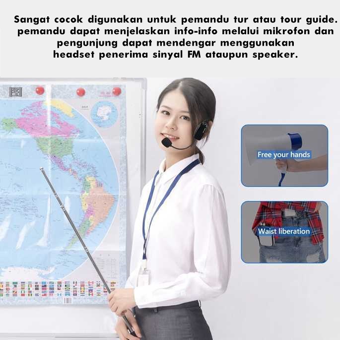 Headset Microphone Mic Bando Wireless Tanpa Kabel Battery Rechargeable Isi Ulang