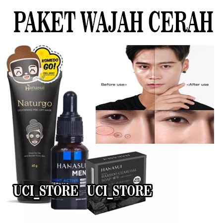 [ORI] 3in1 Paket Hanasui For Men Black Series - Paket Perawatan Wajah Pria