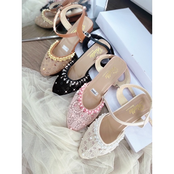 Termurah!!! COD ballerina delusi series heels 2cm brukat payet / Sepatu pengantin / sepatu kondangan / wedding shoes / sepatu seserahan