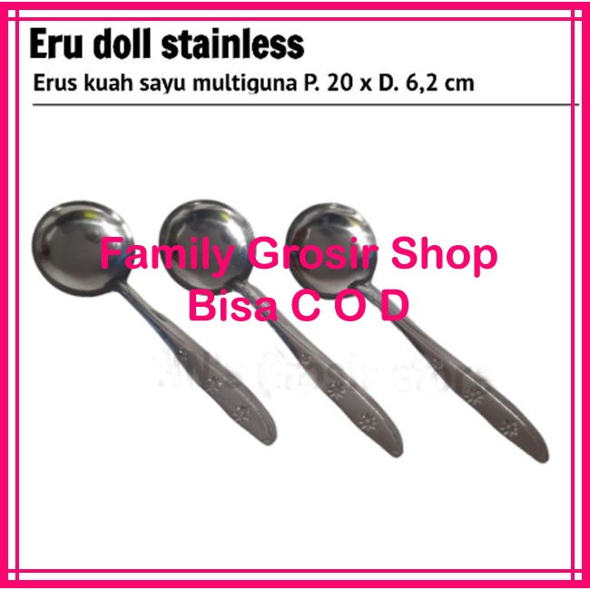 Irus/Erus kuah stainless doll 20x6,5cm - centong sayur bulat