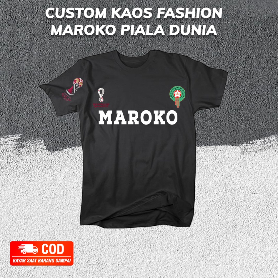 KAOS BOLA MAROKO PIALA DUNIA 2022 T-SHIRT FOOTBALL NATION TIMNAS NEGARA MOROCCO - BAJU KAOS TIMNAS M