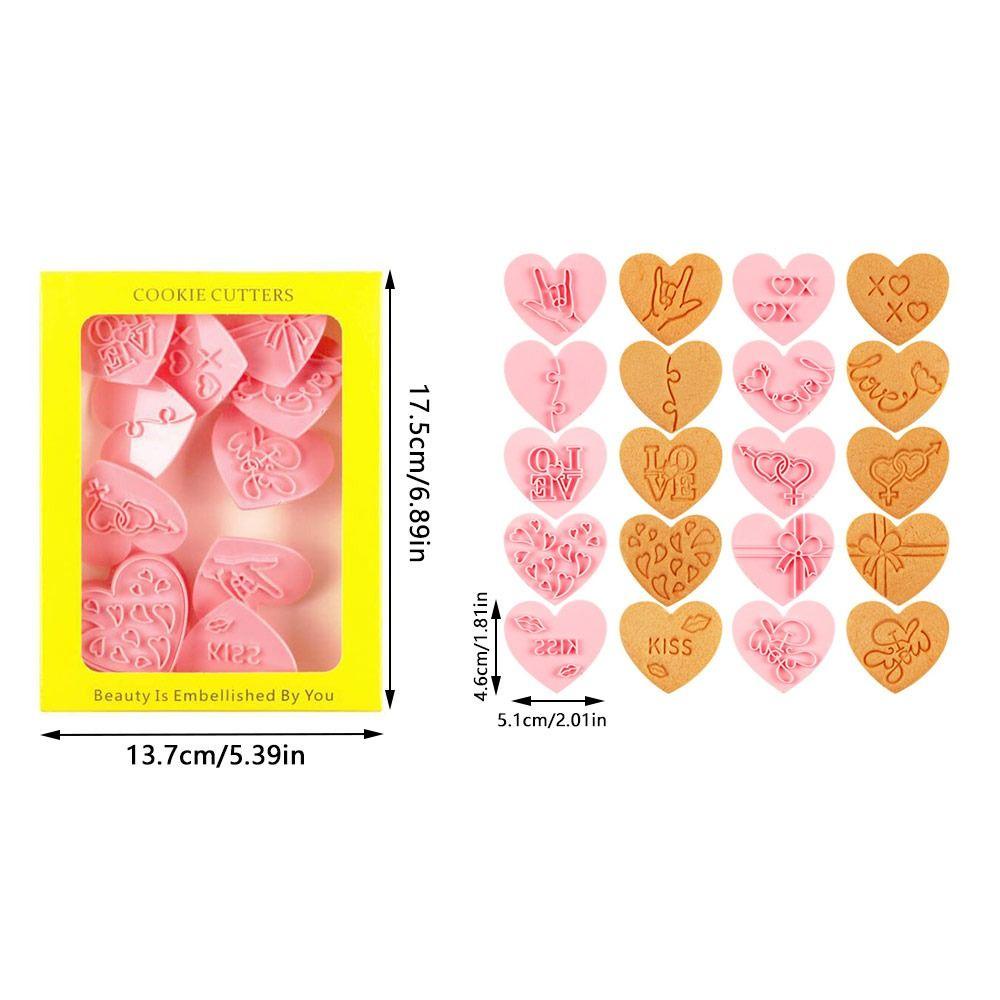 Top 10pcs/set Hari Valentine Makanan Fondant Cetakan Kue Cetakan Biskuit Plastik