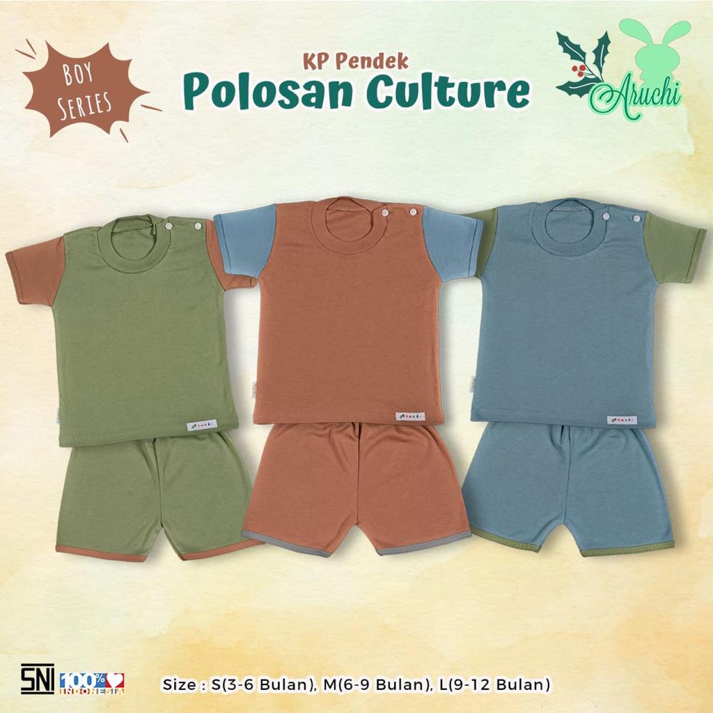 Aruchi Setelan KP Kombinasi Pendek Culture Boy &amp; Girl/ Setelan Anak Warna