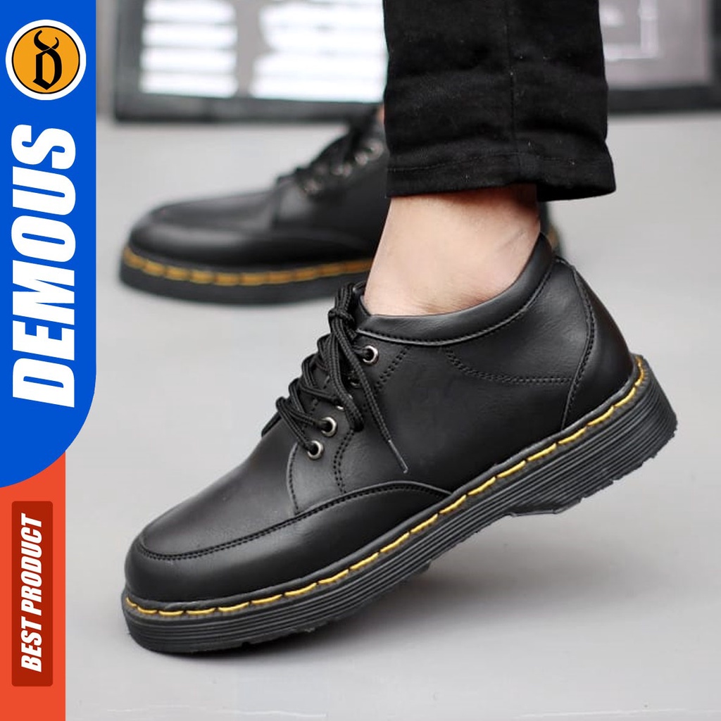 DEMOUS Fushi - Sepatu Docmart Formal Casual Boots Pantofel Kerja Pria Hitam