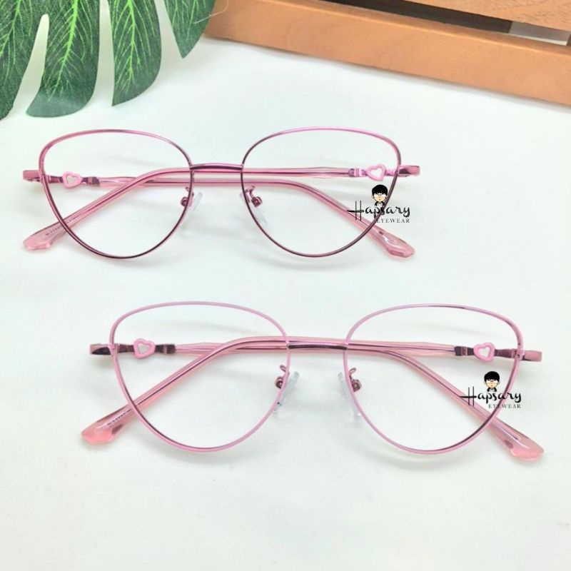 Frame Kacamata Minus &amp; Antiradiasi Wanita Cat eye 8015 Terbaru | Anti UV Photocromic &amp; Bluecromic