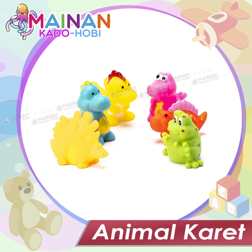 MAINAN MANDI ANAK BABY ANIMAL SET HEWAN KARET