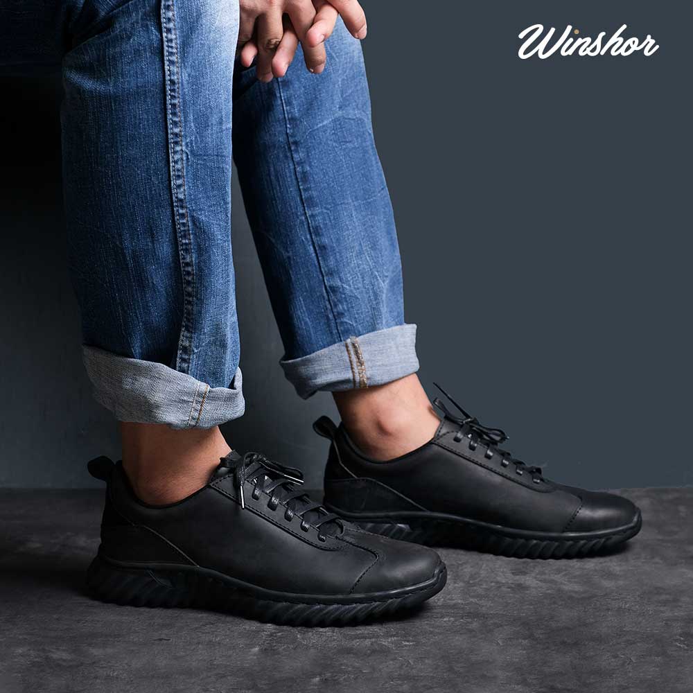 Sepatu Casual Kulit Pria - Winshor - Azeloth - CH Black