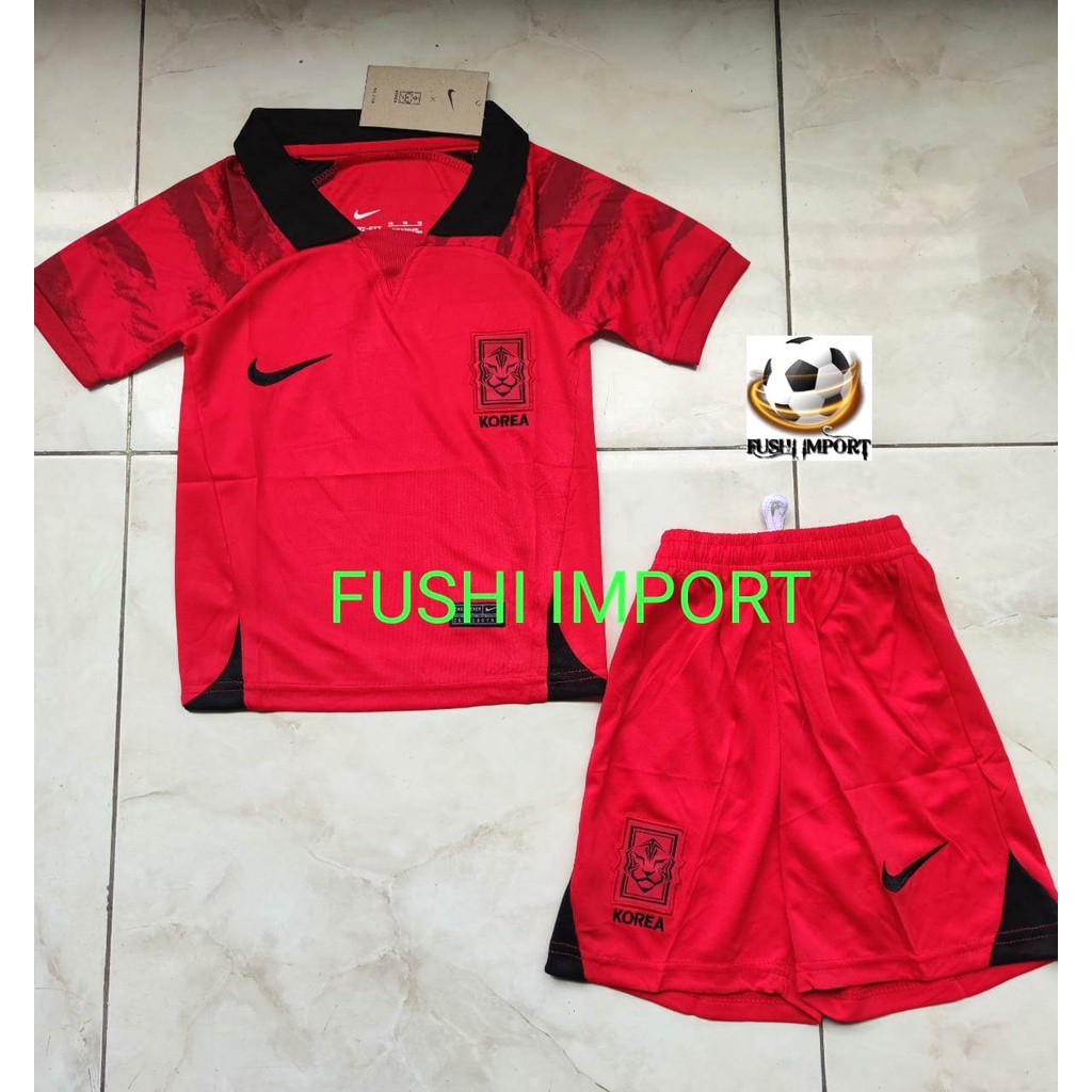 Jersey Baju Bola Anak Korea Home Kids World Cup Piala Dunia 2022 Fullset Satu Set Grade Ori