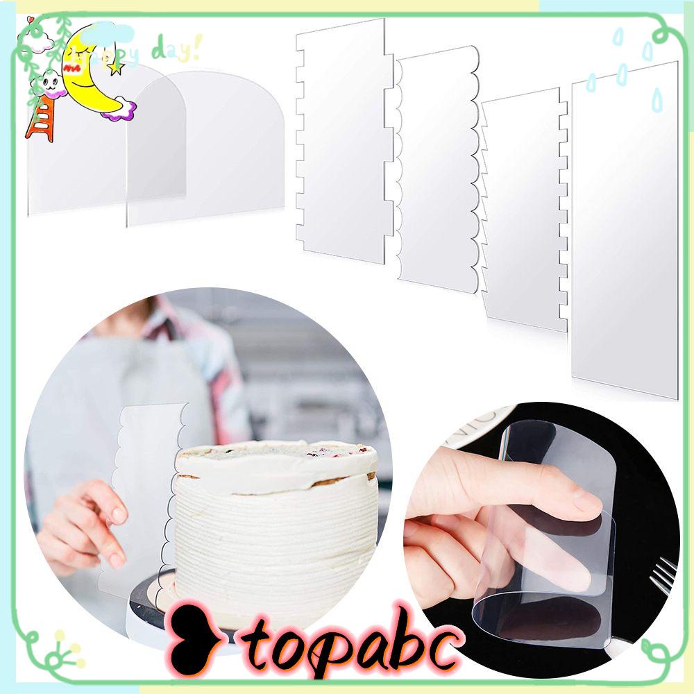 Top 6pcs Set Scraper Kue Sugarcraft Hiasan Kue Pastry Cutter Alat Penghalus Akrilik Bening Transparan