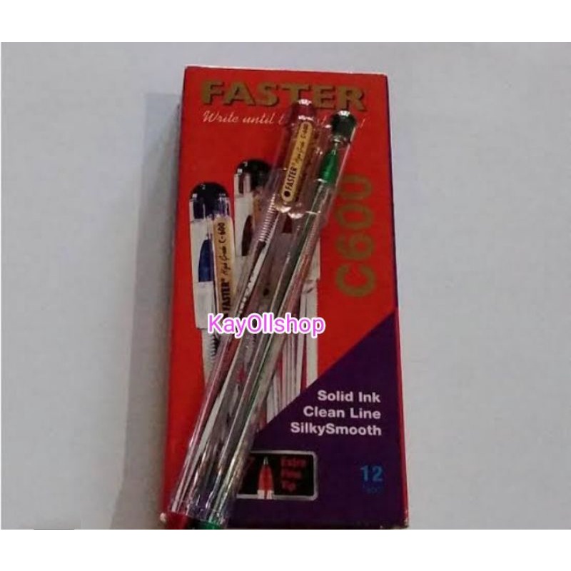 

Pulpen Faster C600 Ballpoint Pen / Pena Pen 0.7 mm / 1 Box isi 12 Pcs